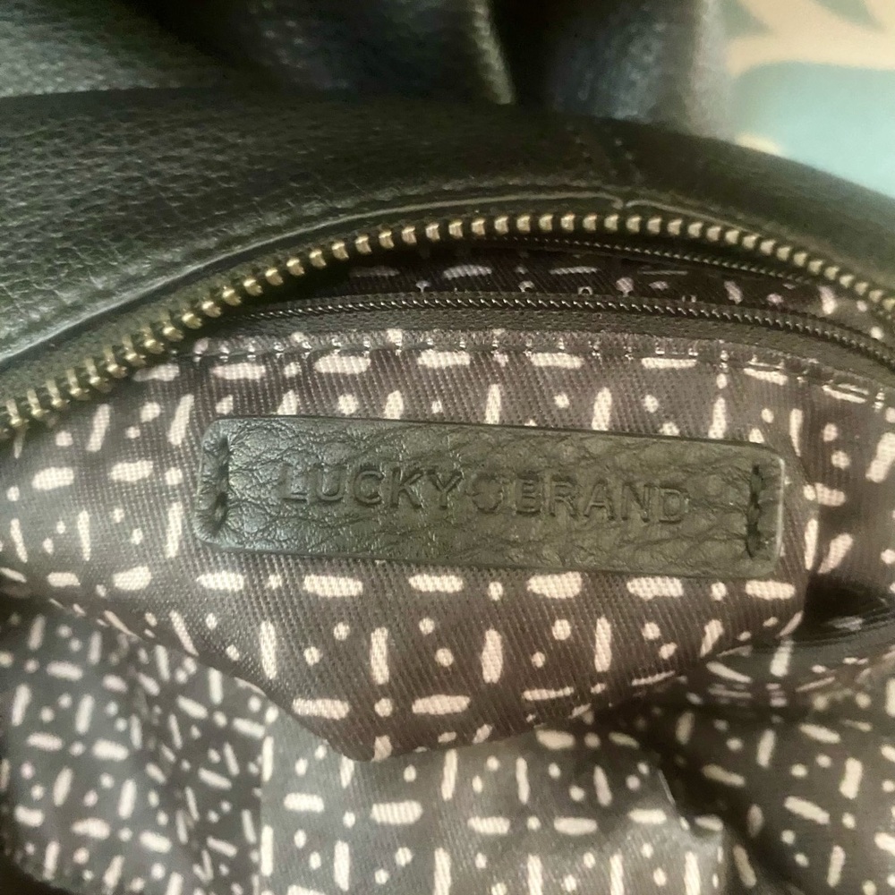 Lucky Brand Black Leather Shoulder Tote - Picture 2 of 4